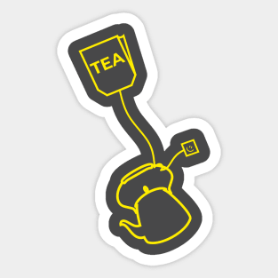 Tea bag and kettle (yellow print) Sticker